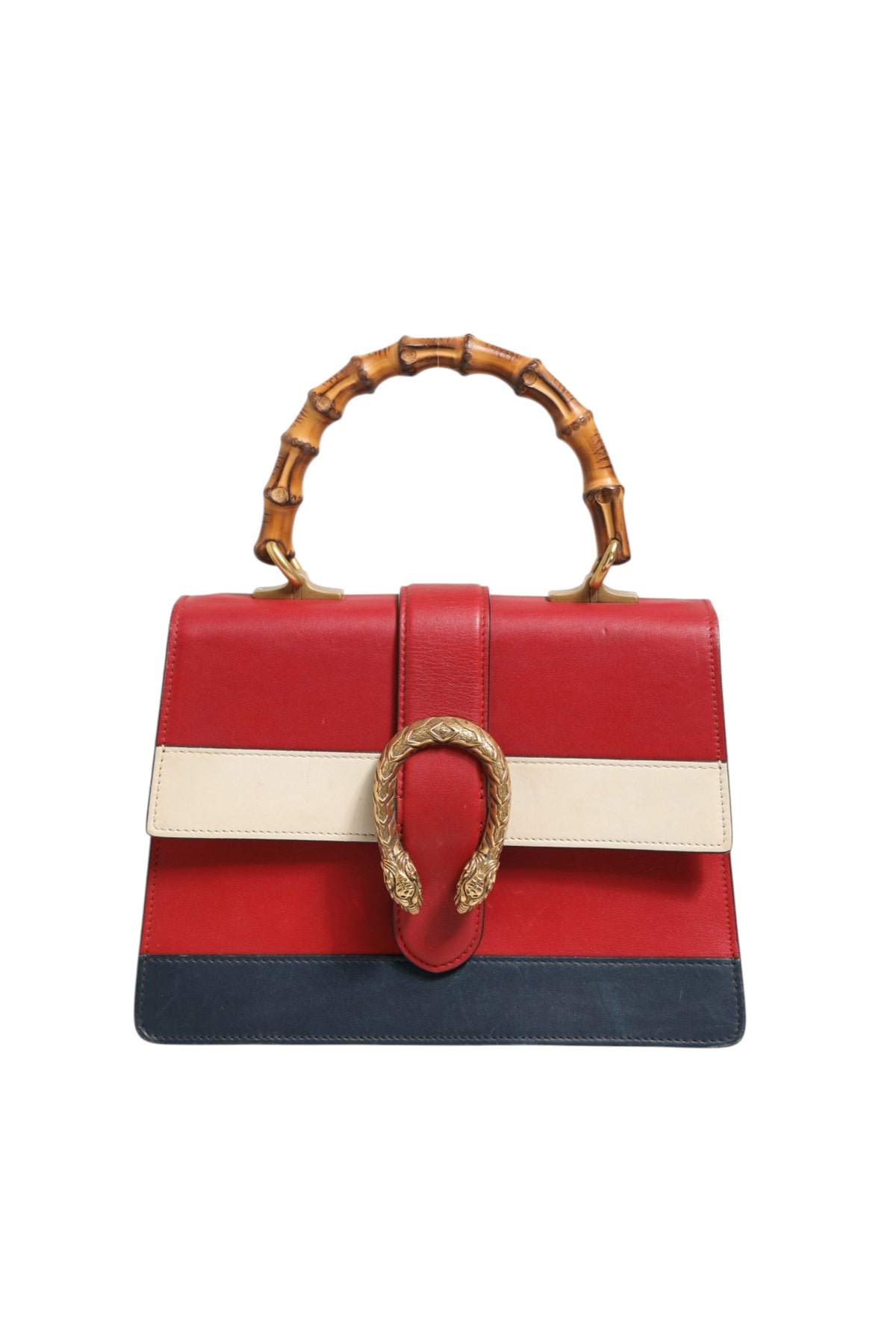 Gucci Dionysus Bamboo Medium Top Handle Bag - White Blue Red