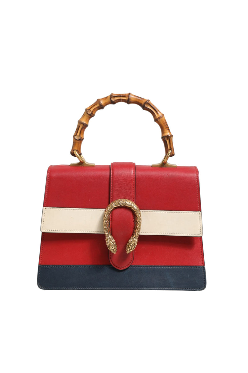 Gucci Dionysus Bamboo Medium Top Handle Bag - White Blue Red
