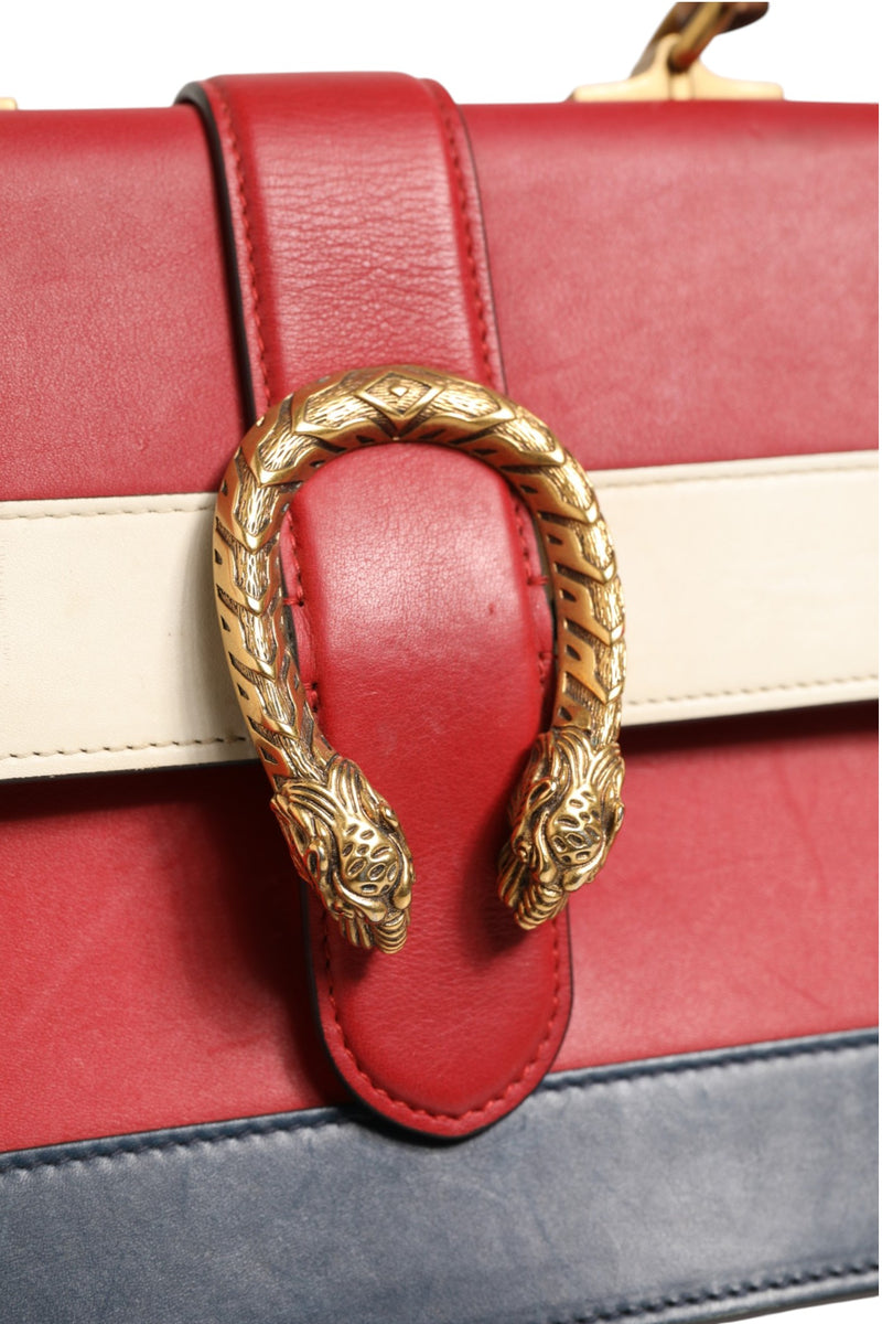 Gucci Dionysus Bamboo Medium Top Handle Bag - White Blue Red