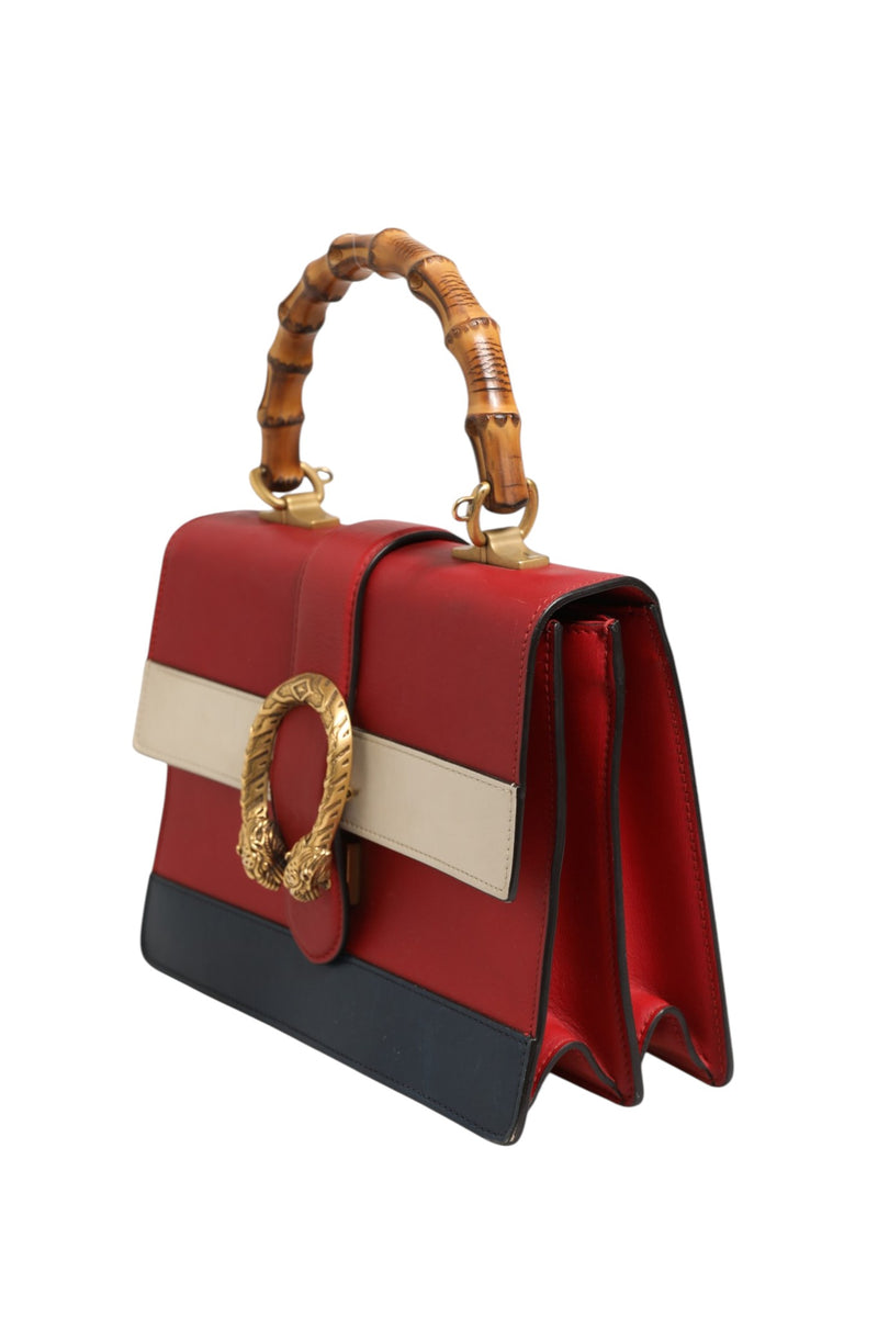 Gucci Dionysus Bamboo Medium Top Handle Bag - White Blue Red