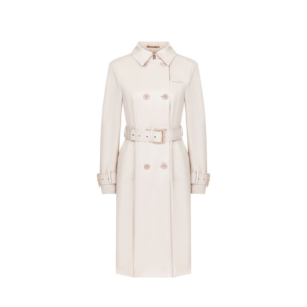 Herno Women's White Cotton Double-Breasted Coat