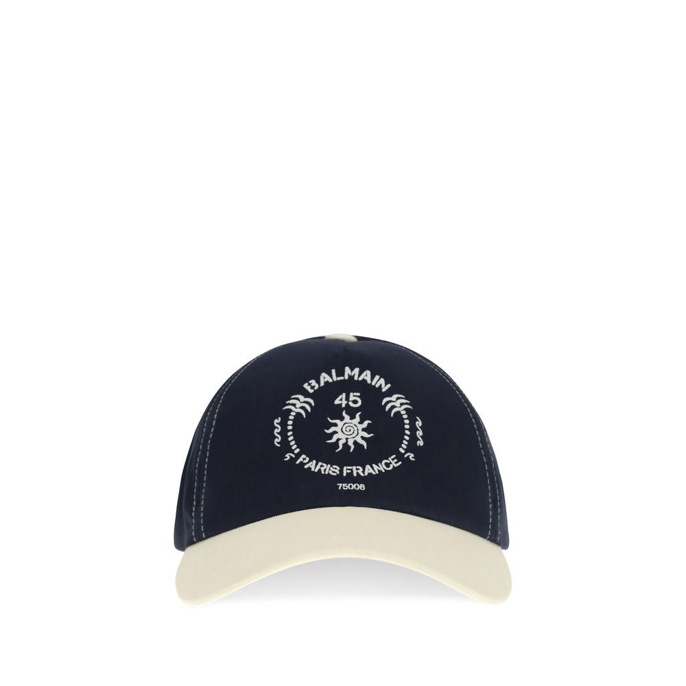 Balmain Blue Cotton Cap - Stylish Two-Tone Baseball Hat