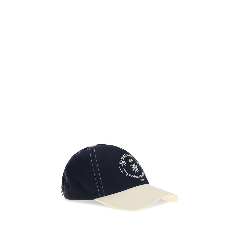 Balmain Blue Cotton Cap - Stylish Two-Tone Baseball Hat
