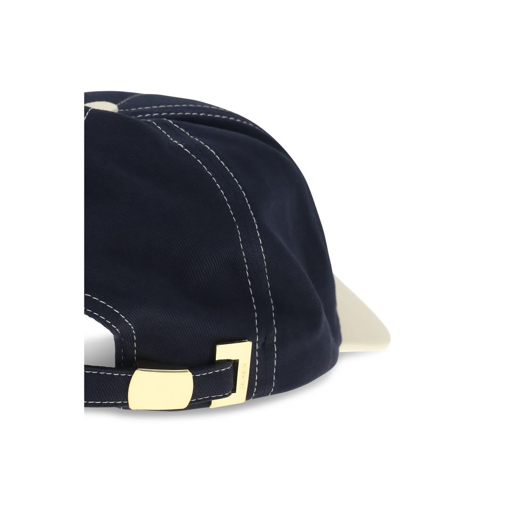 Balmain Blue Cotton Cap - Stylish Two-Tone Baseball Hat