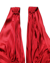 Dolce & Gabbana Red Plunging Halter Neck Draped Jumpsuit Dress
