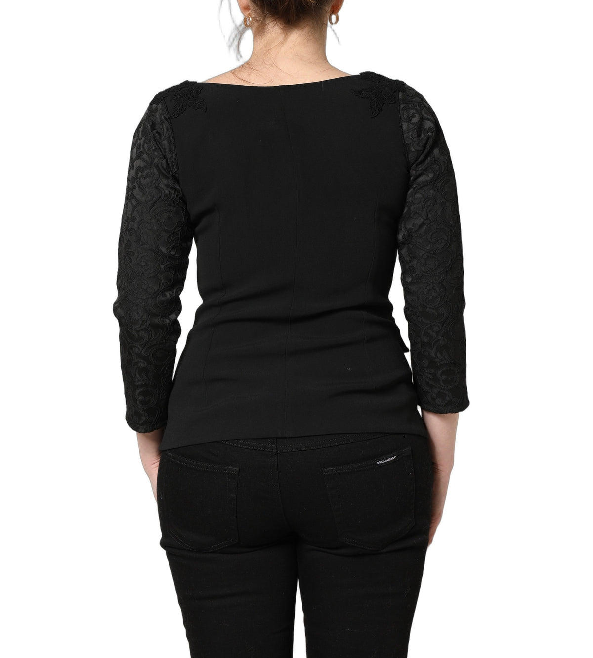 Dolce & Gabbana Black Button Fastening Lace Trimmed Blazer