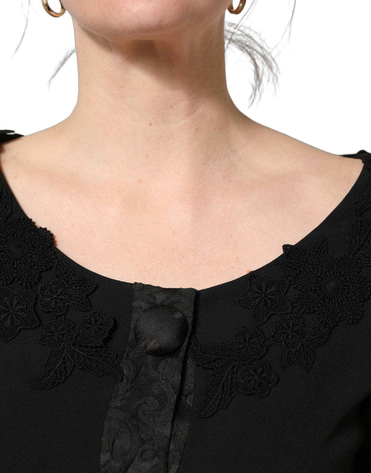 Dolce & Gabbana Black Button Fastening Lace Trimmed Blazer