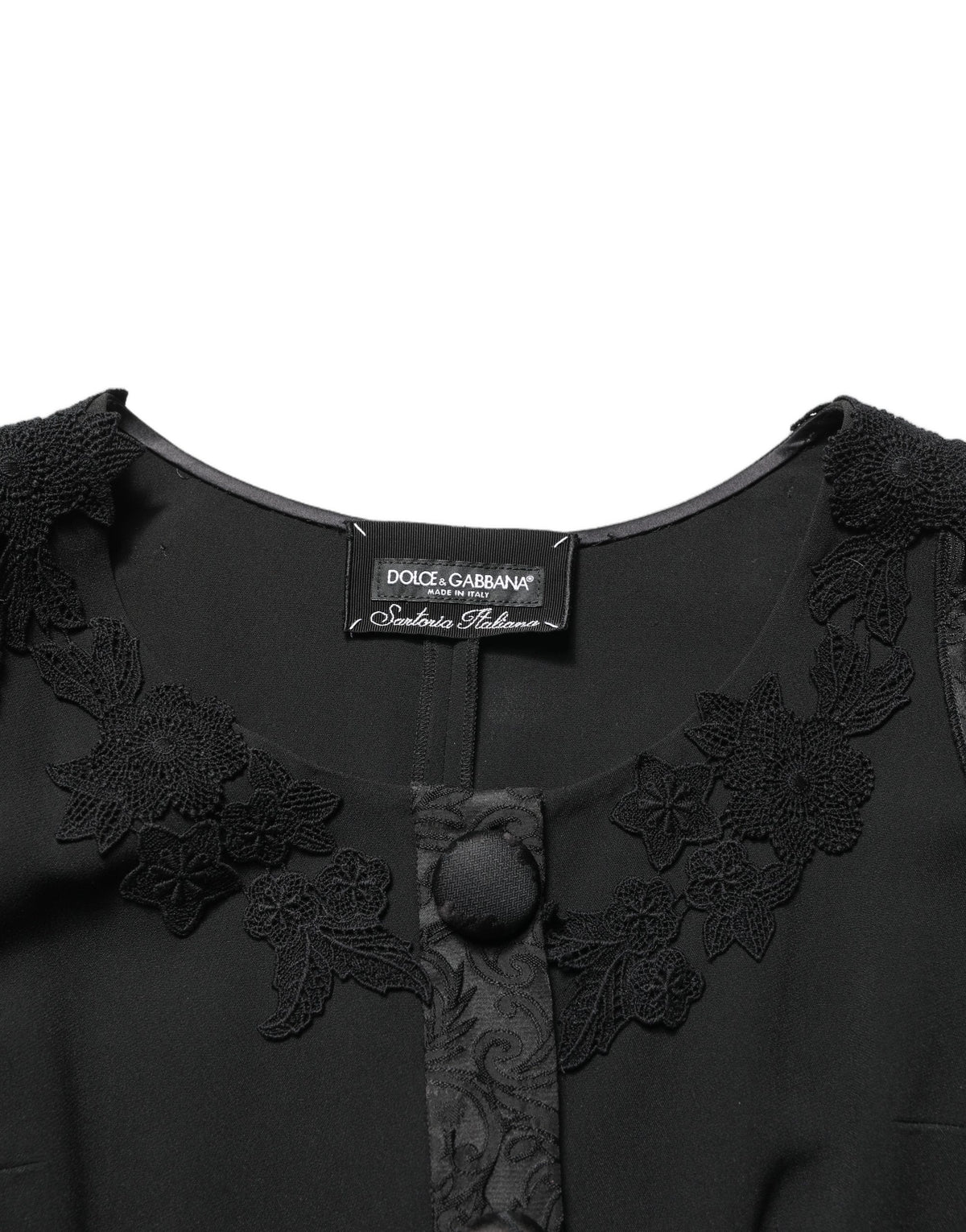 Dolce & Gabbana Black Button Fastening Lace Trimmed Blazer