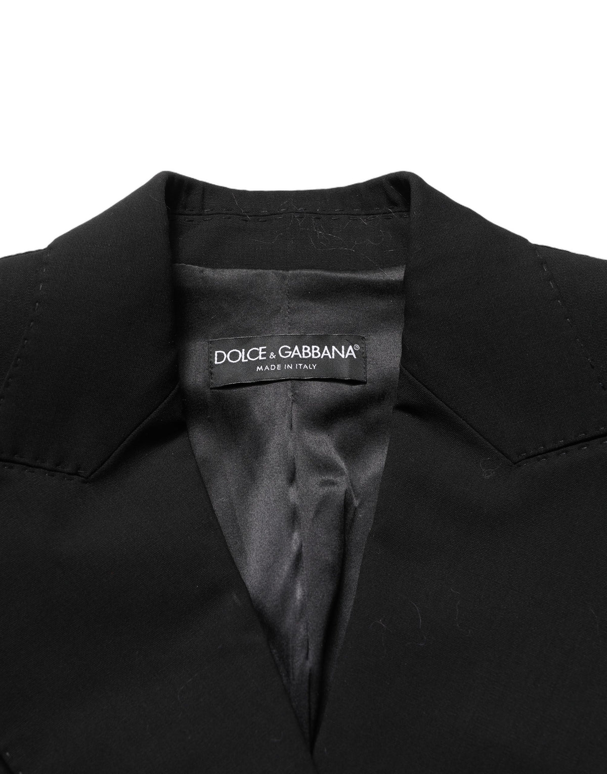 Dolce & Gabbana Black Wool Double-Breasted Lace Sleeve Jacket