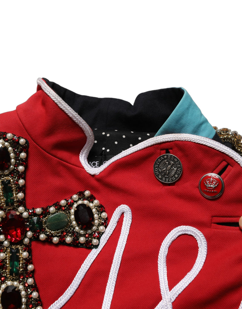 Dolce & Gabbana Multicolor Asymmetrical Ornate Jewel Cropped Jacket