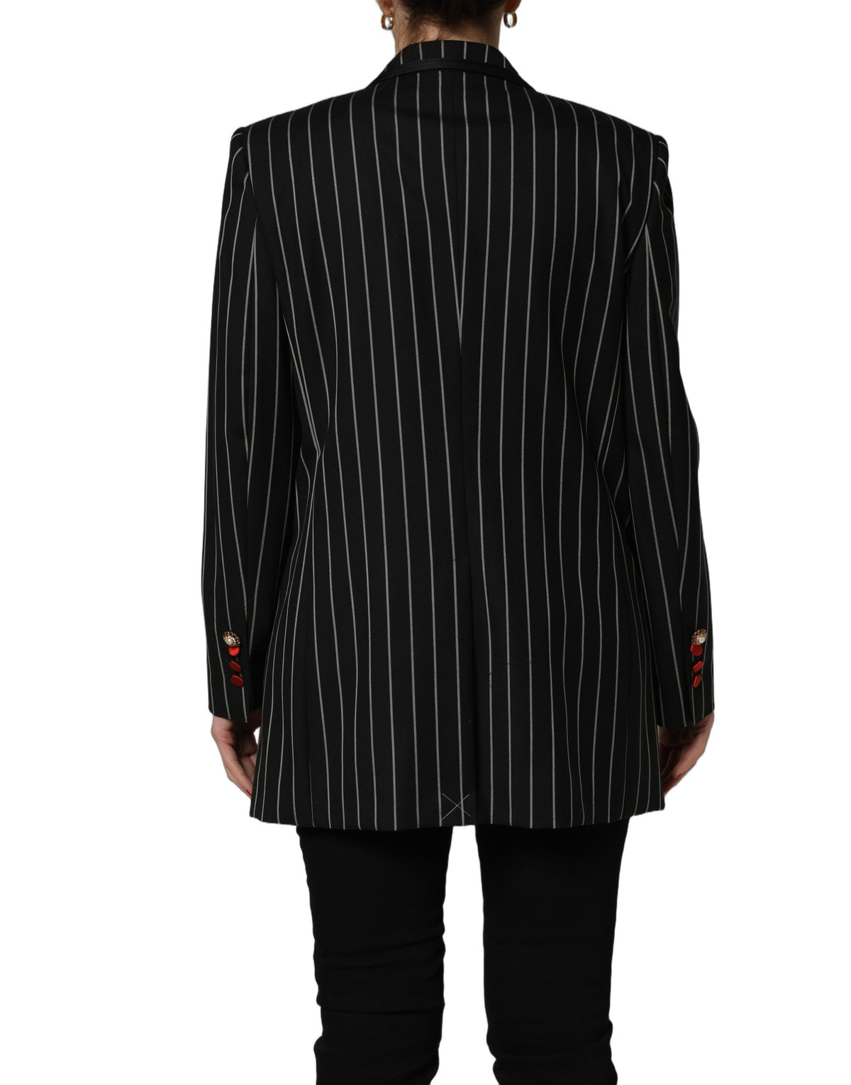 Dolce & Gabbana Black Stripe Double-Breasted Blazer Jacket