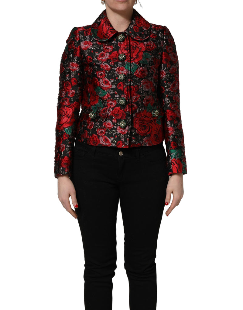 Dolce & Gabbana Multicolor Floral Brocade Button Blazer Jacket
