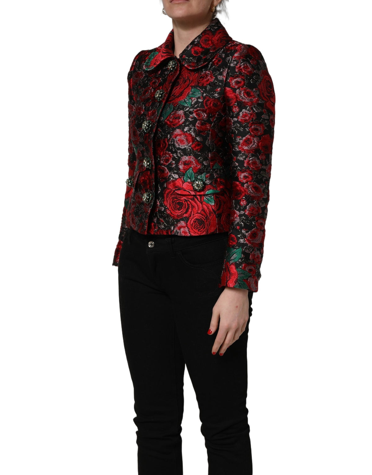Dolce & Gabbana Multicolor Floral Brocade Button Blazer Jacket