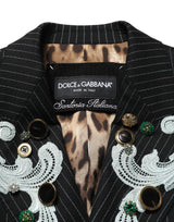 Dolce & Gabbana Black Stripe Double-Breasted Blazer Jacket