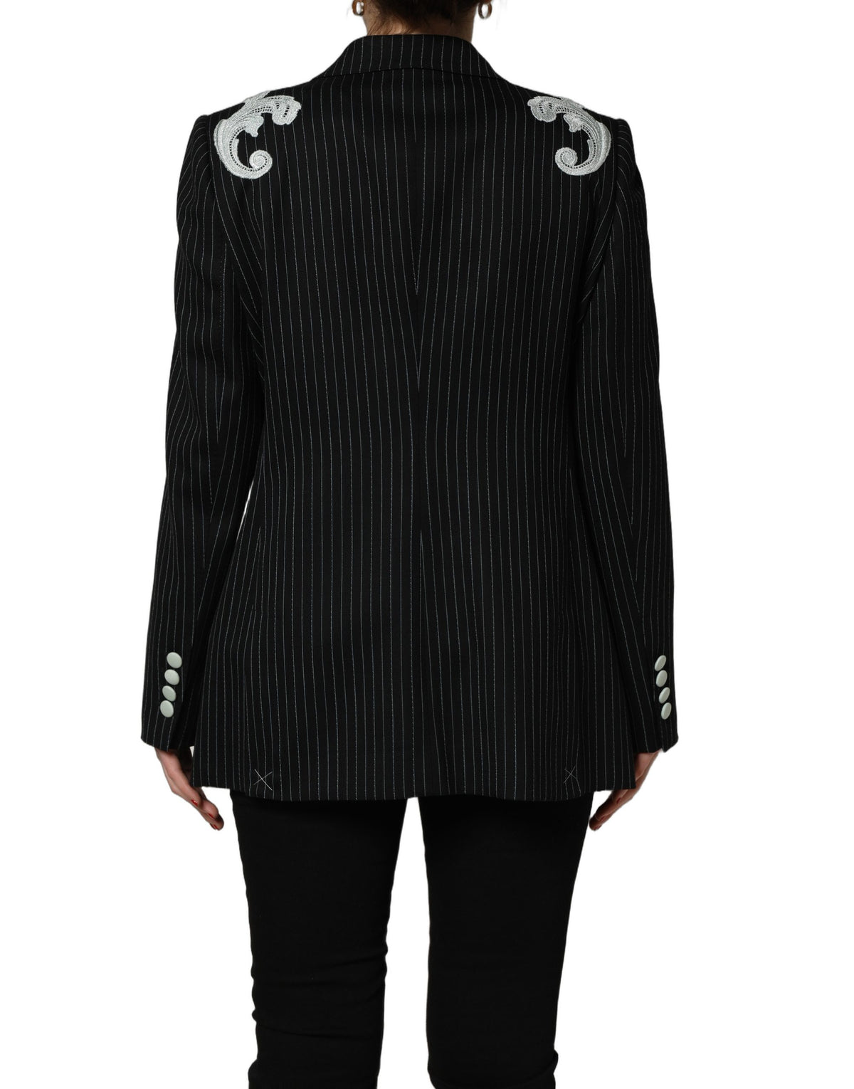 Dolce & Gabbana Black Stripe Double-Breasted Blazer Jacket