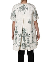 Dolce & Gabbana White Jacquard Garden Print Coat Jacket