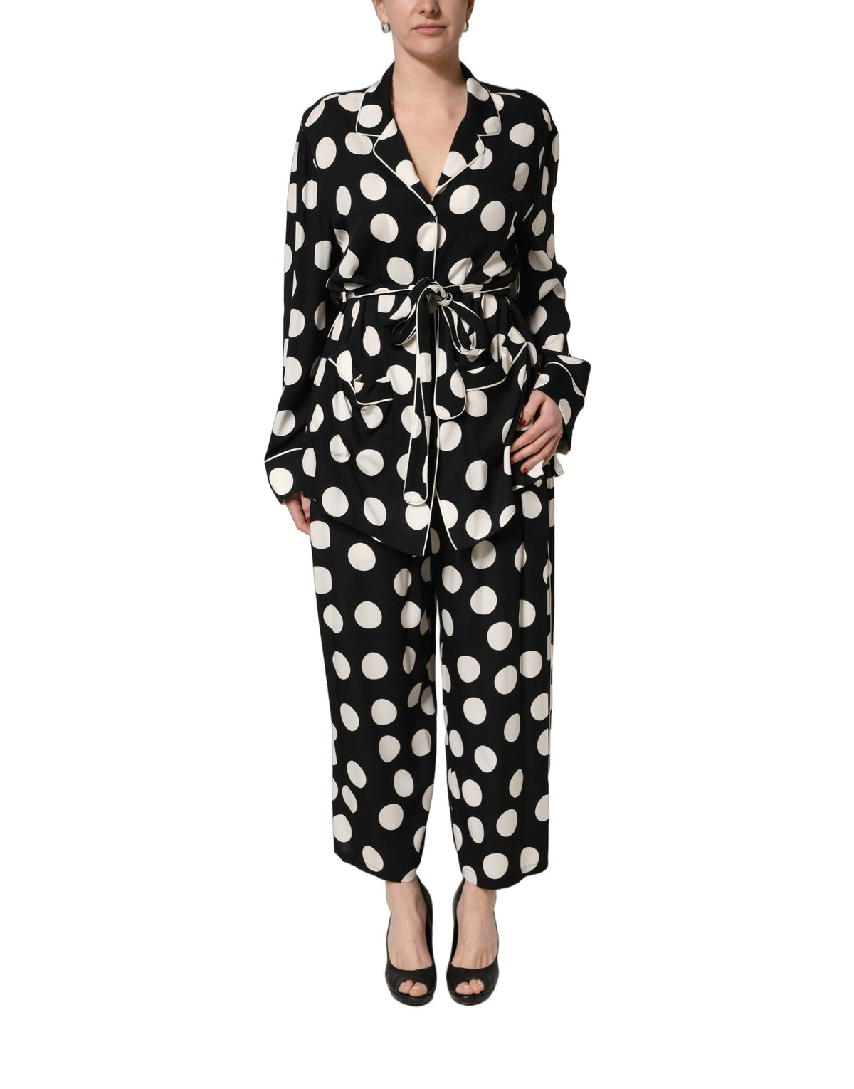 Dolce & Gabbana Black and White Polka Dot Pajama Set