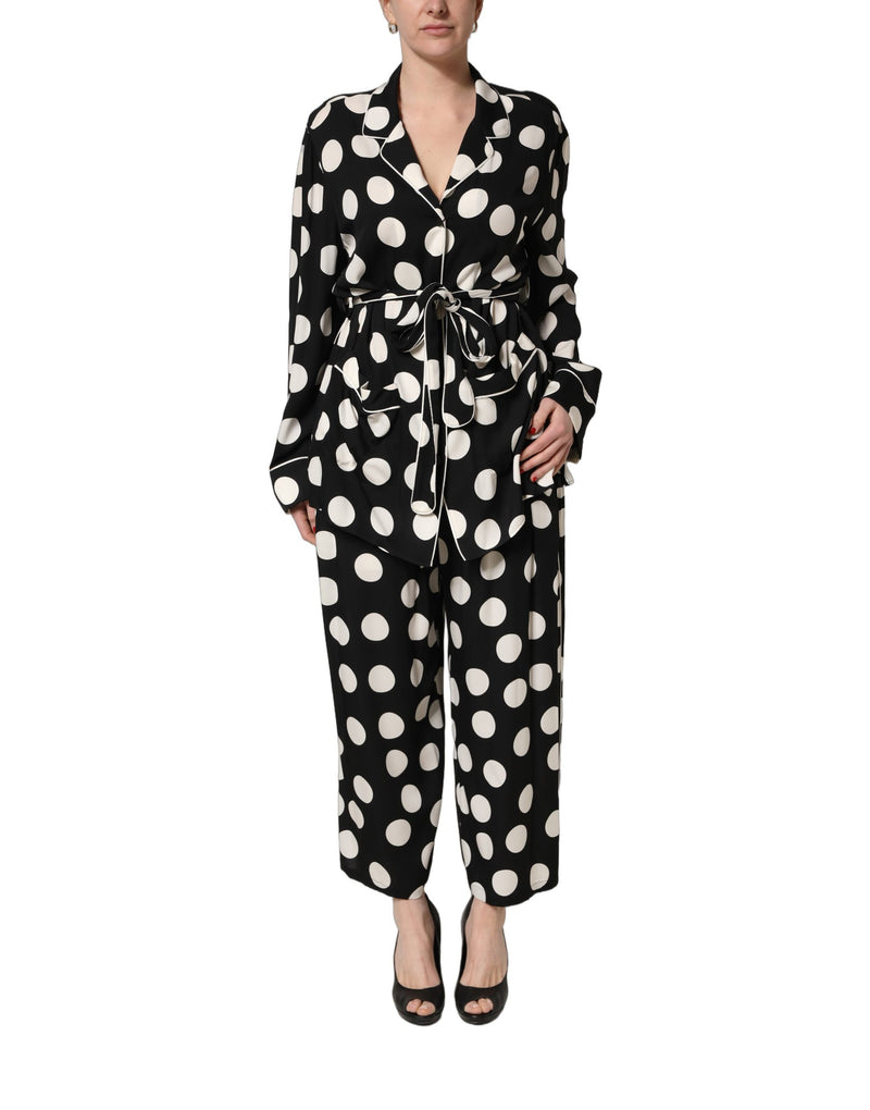 Dolce & Gabbana Black and White Polka Dot Pajama Set