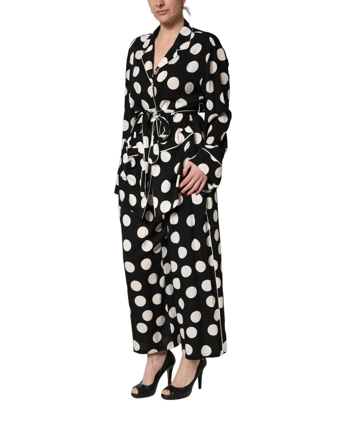 Dolce & Gabbana Black and White Polka Dot Pajama Set