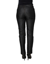 Jean droit taille moyenne en denim de coton noir BENCIVENGA