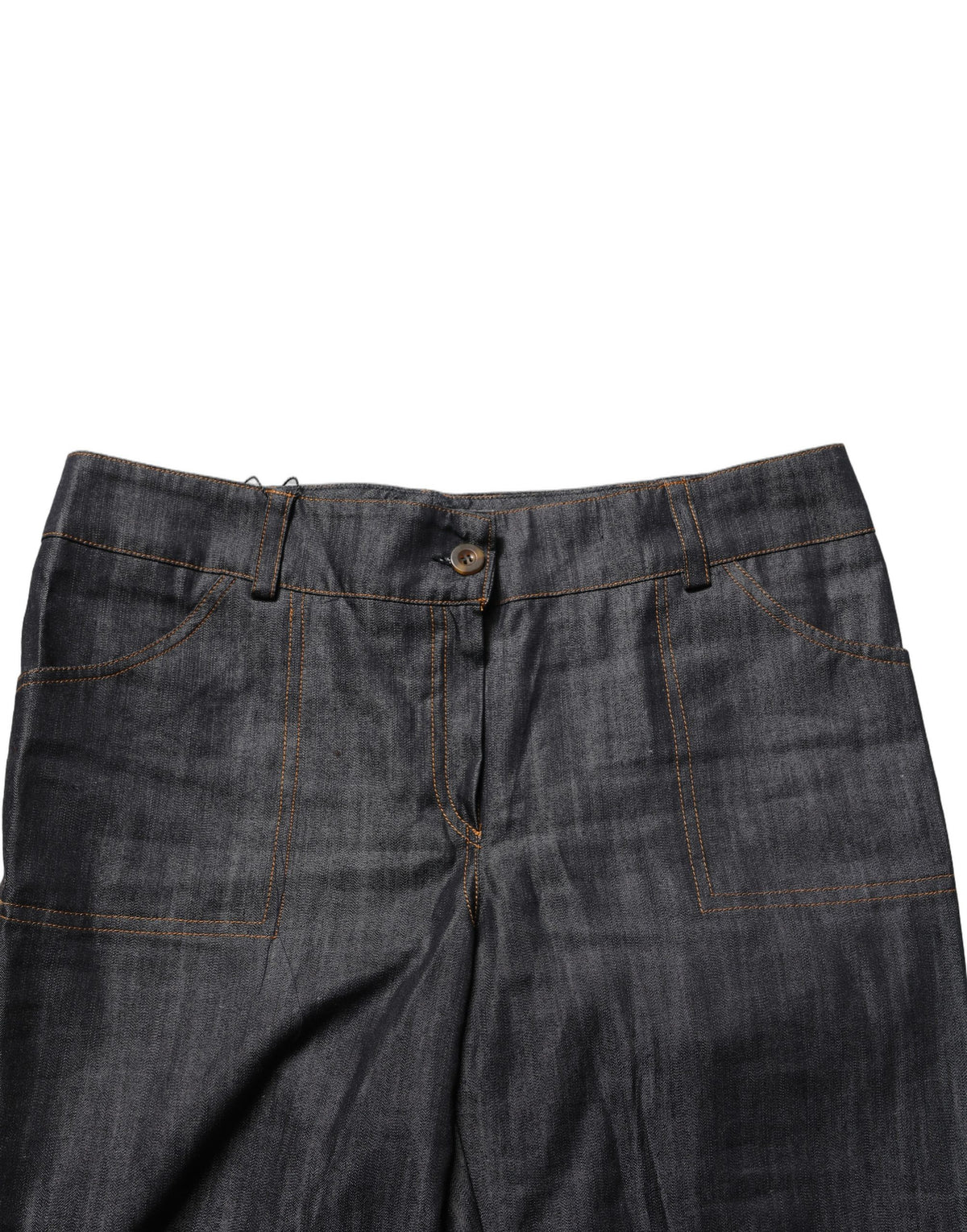 Jean droit taille moyenne en denim de coton noir BENCIVENGA