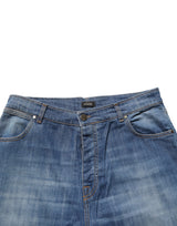 PINKO Blue Washed High Waist Wide Leg Denim Jeans