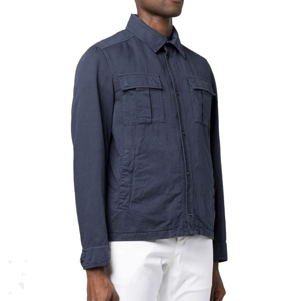 Herno Blue Cotton Coat for Men - Stylish and Comfortable