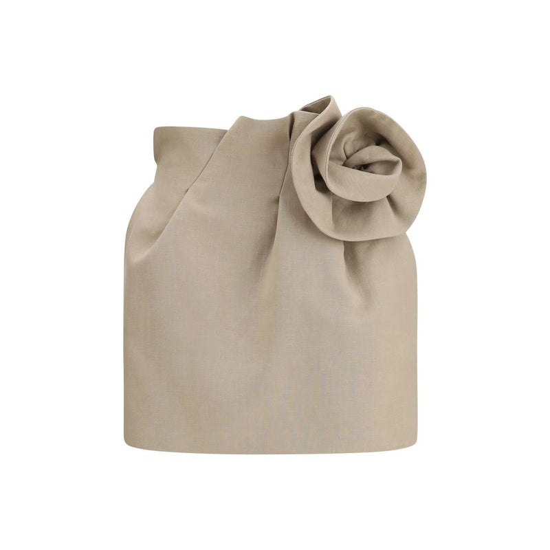 Mini-jupe en lin beige Magda Butrym