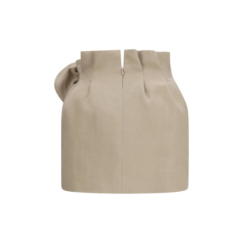 Mini-jupe en lin beige Magda Butrym