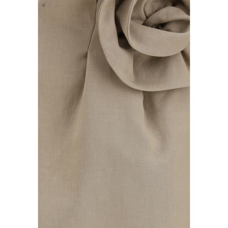 Mini-jupe en lin beige Magda Butrym
