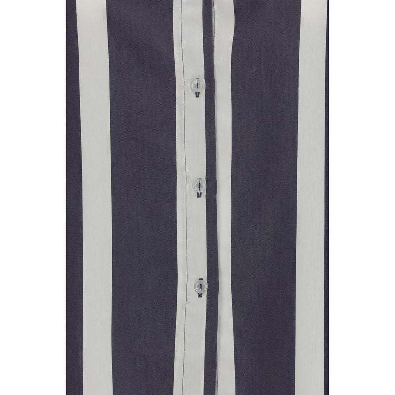 Cruna Blue Viscose Pattern Shirt - Oversized Long Sleeve