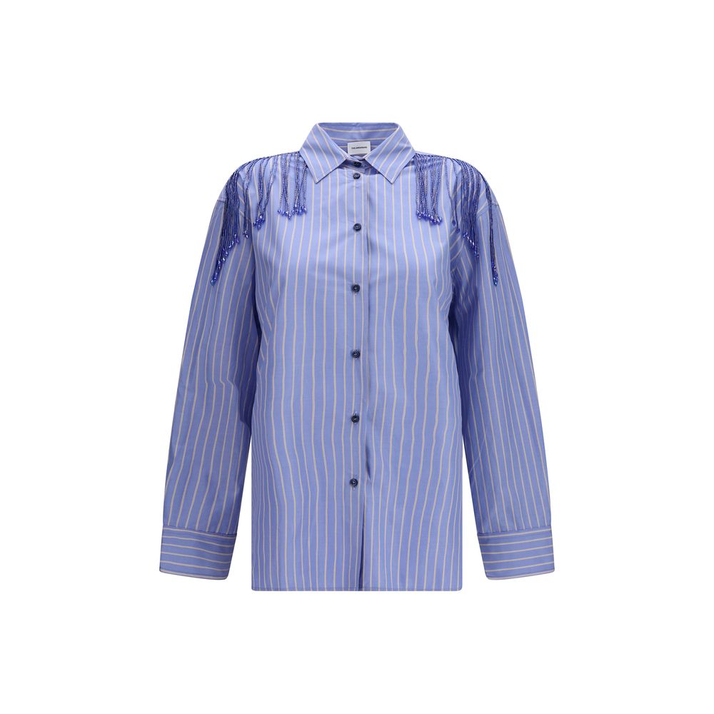 The Andamane Miley Fringed Blue Cotton Dress Shirt