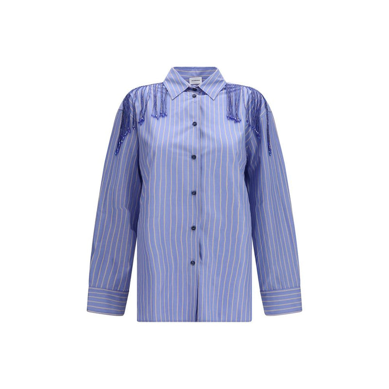 The Andamane Miley Fringed Blue Cotton Dress Shirt