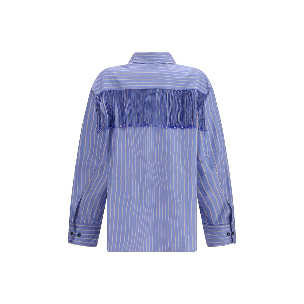 The Andamane Miley Fringed Blue Cotton Dress Shirt