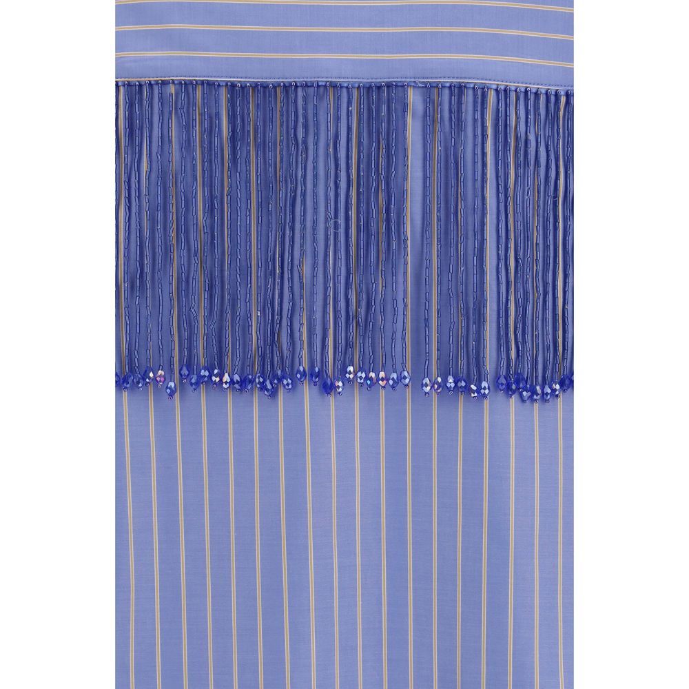 The Andamane Miley Fringed Blue Cotton Dress Shirt