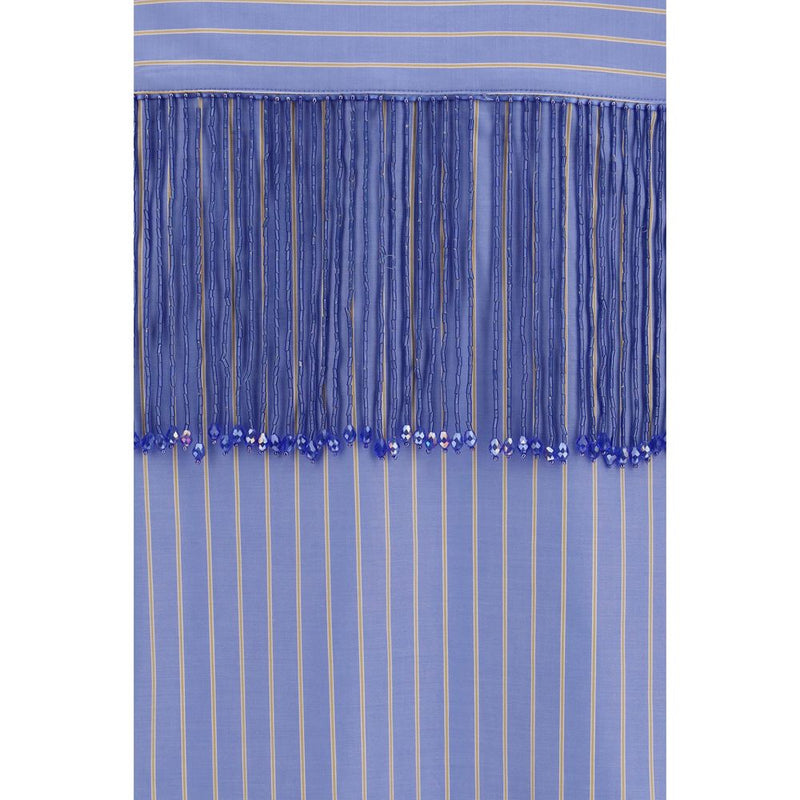 The Andamane Miley Fringed Blue Cotton Dress Shirt