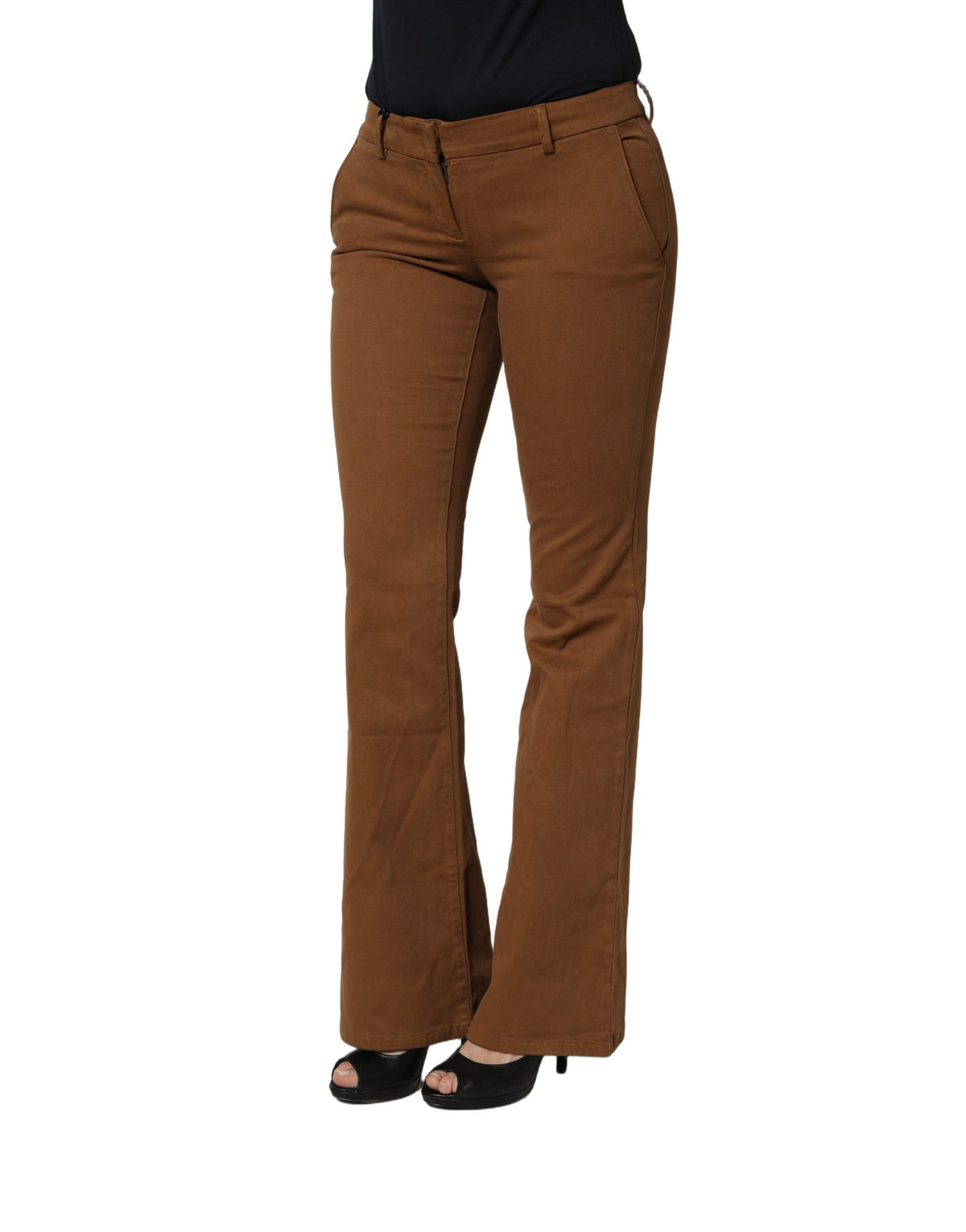 Siviglia Brown Low Waist Bootcut Trousers for Women