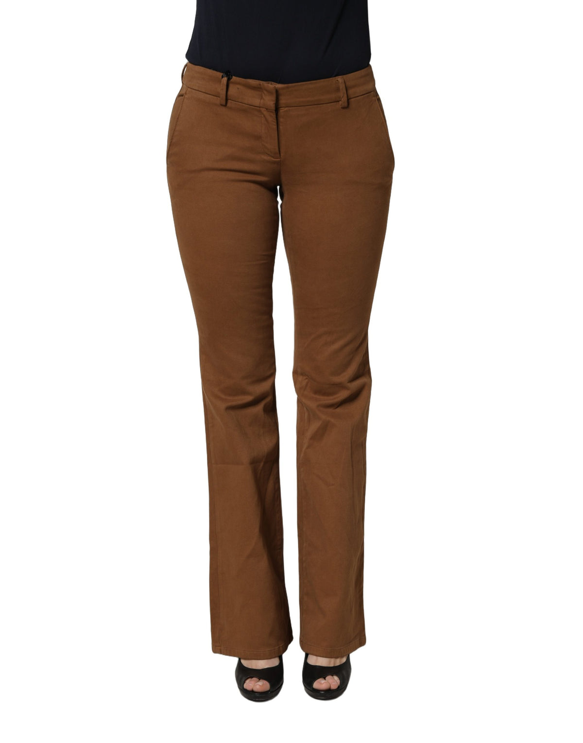 Siviglia Brown Low Waist Bootcut Trousers for Women