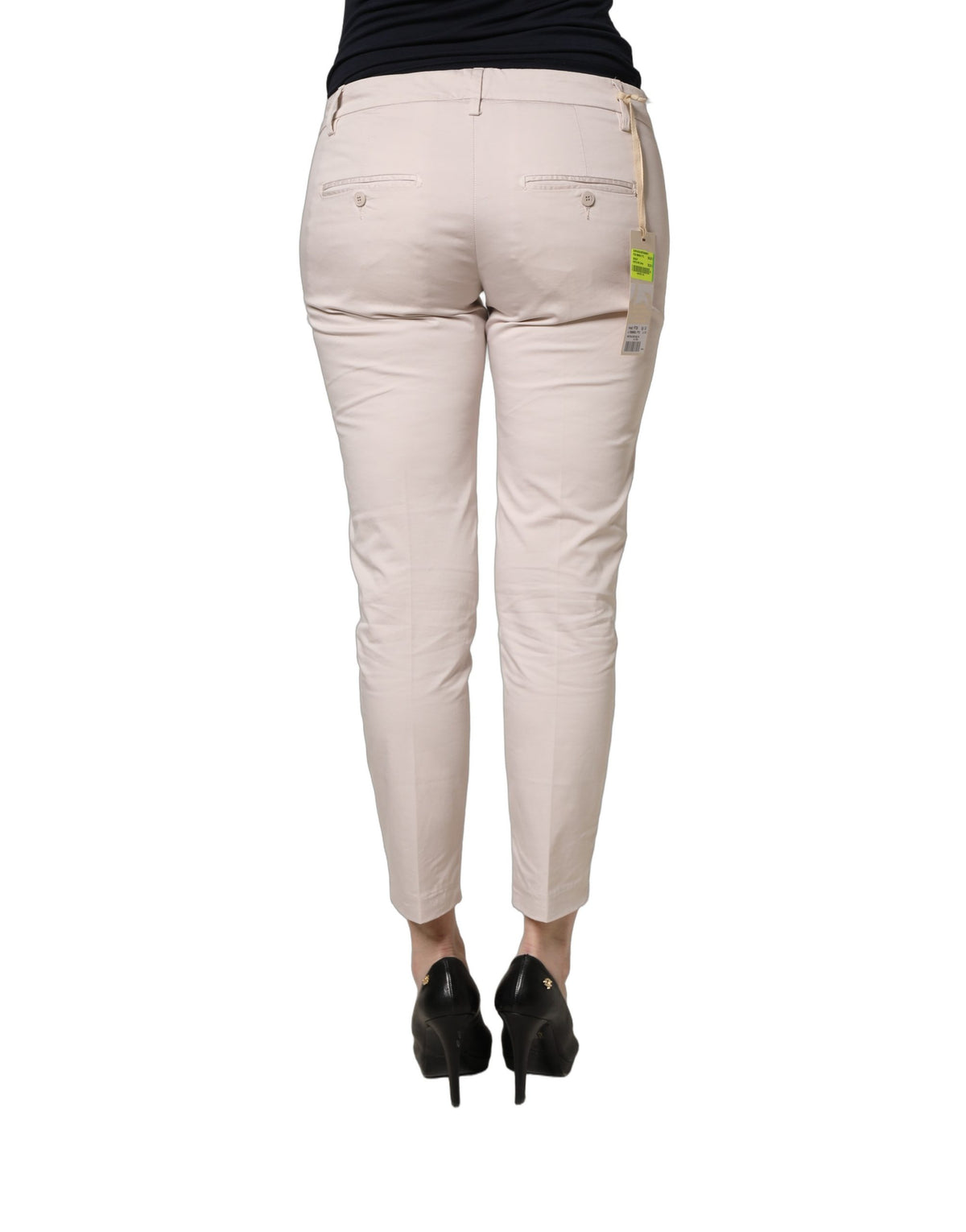 Versace Jeans Couture Beige Low Waist Tapered Cropped Trousers