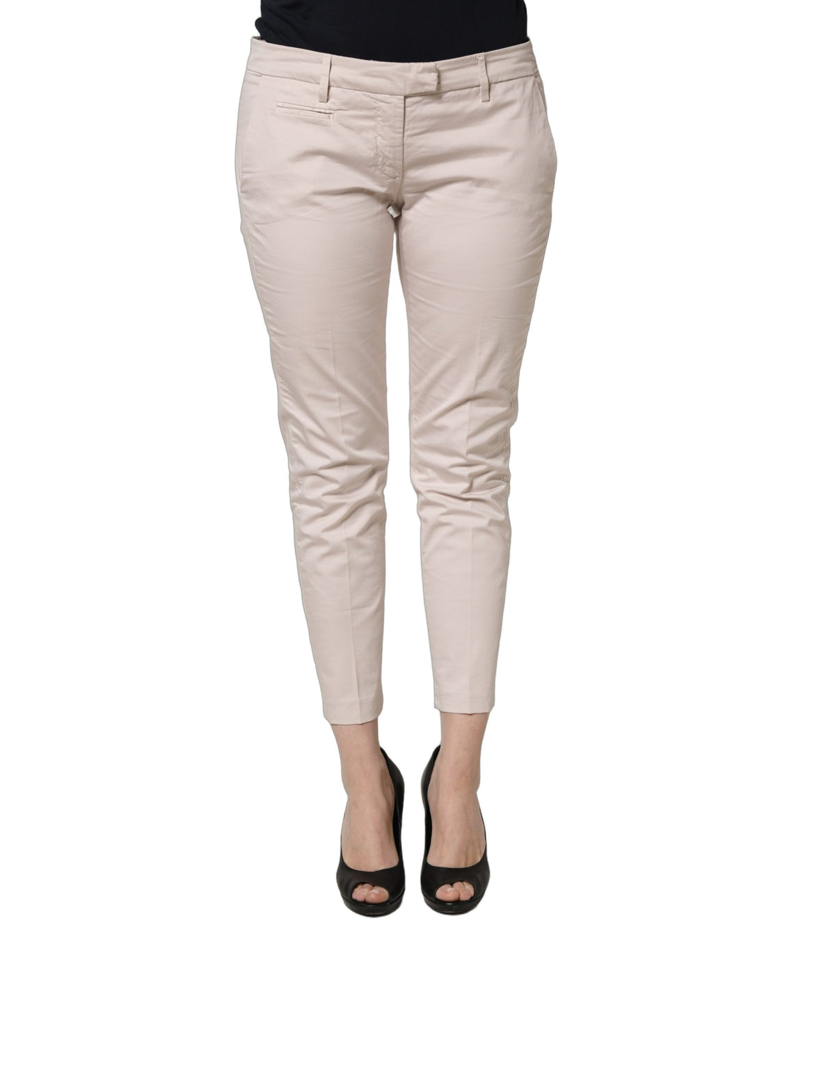 Versace Jeans Couture Beige Low Waist Tapered Cropped Trousers