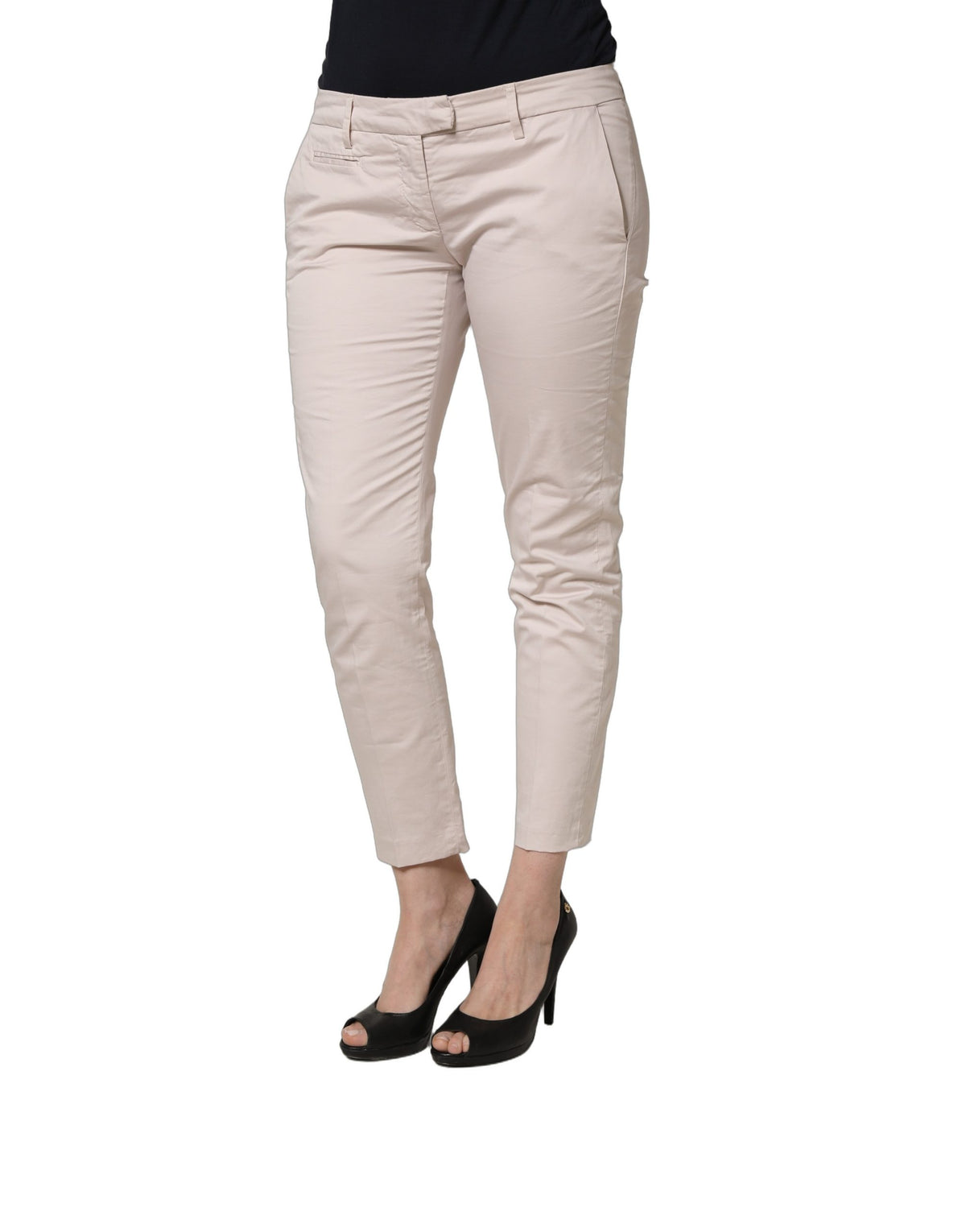 Versace Jeans Couture Beige Low Waist Tapered Cropped Trousers
