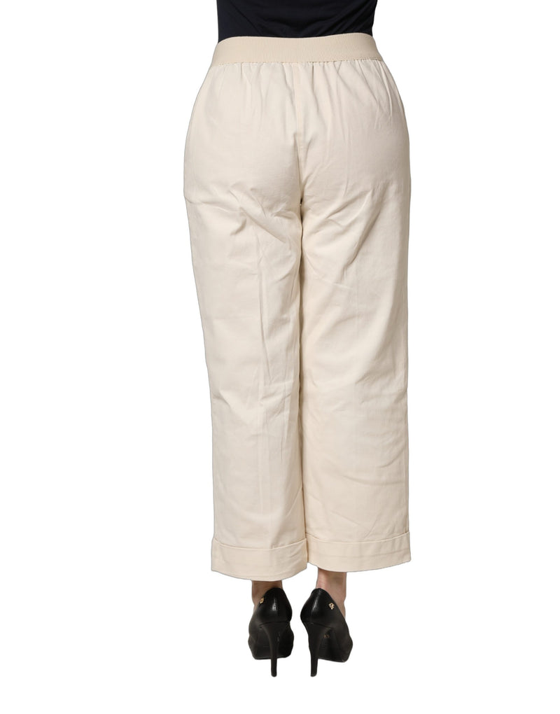 Alpha Studio Beige High Waist Cropped Trousers for Women