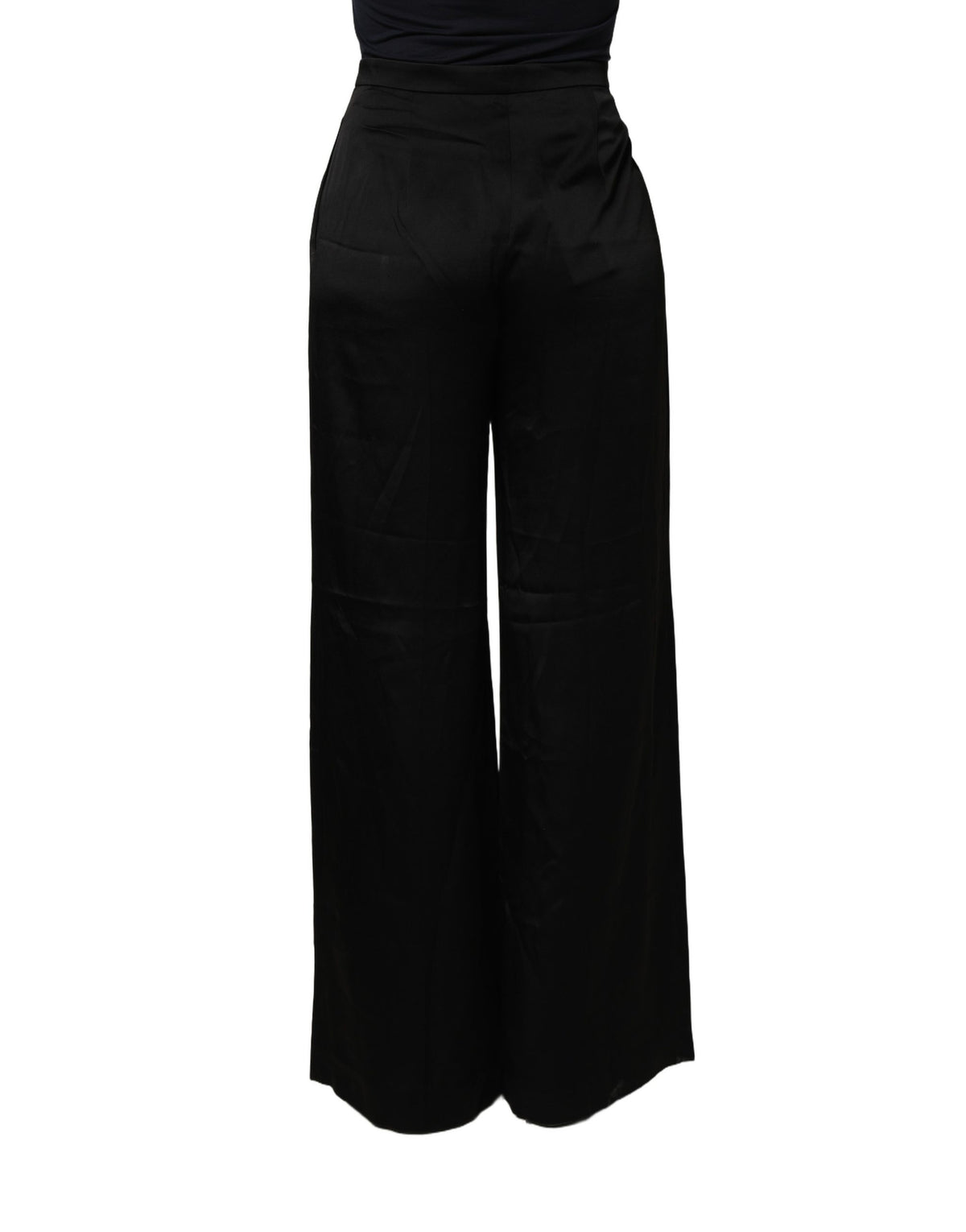 Alberta Ferretti Black High-Waist Wide-Leg Women Trouser Pants