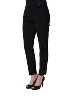 Peserico Black Skinny Mid Waist Chino Women Trouser Pants