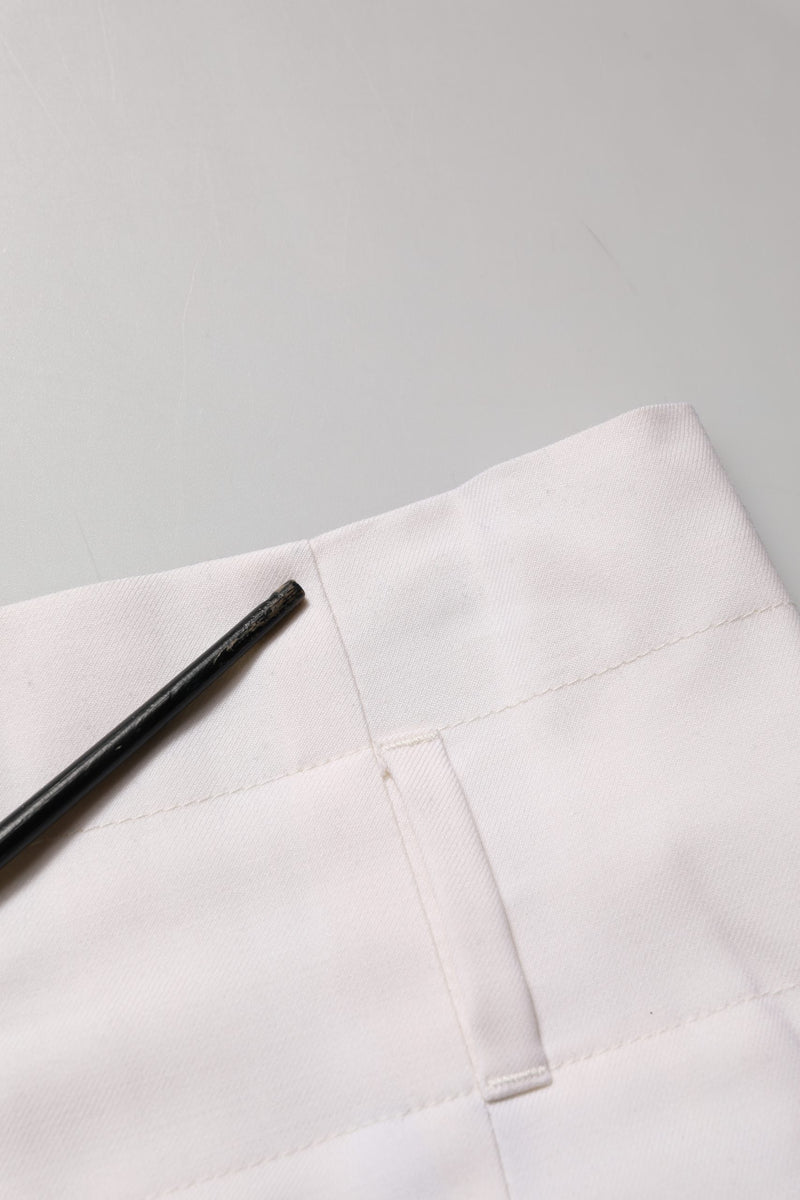 Peserico White Skinny High Waist Chino Cropped Trouser Pants