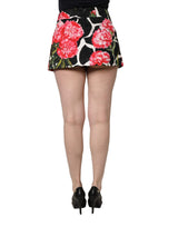 Mini-jupe jacquard Dolce & Gabbana noire à imprimé floral œillet rose