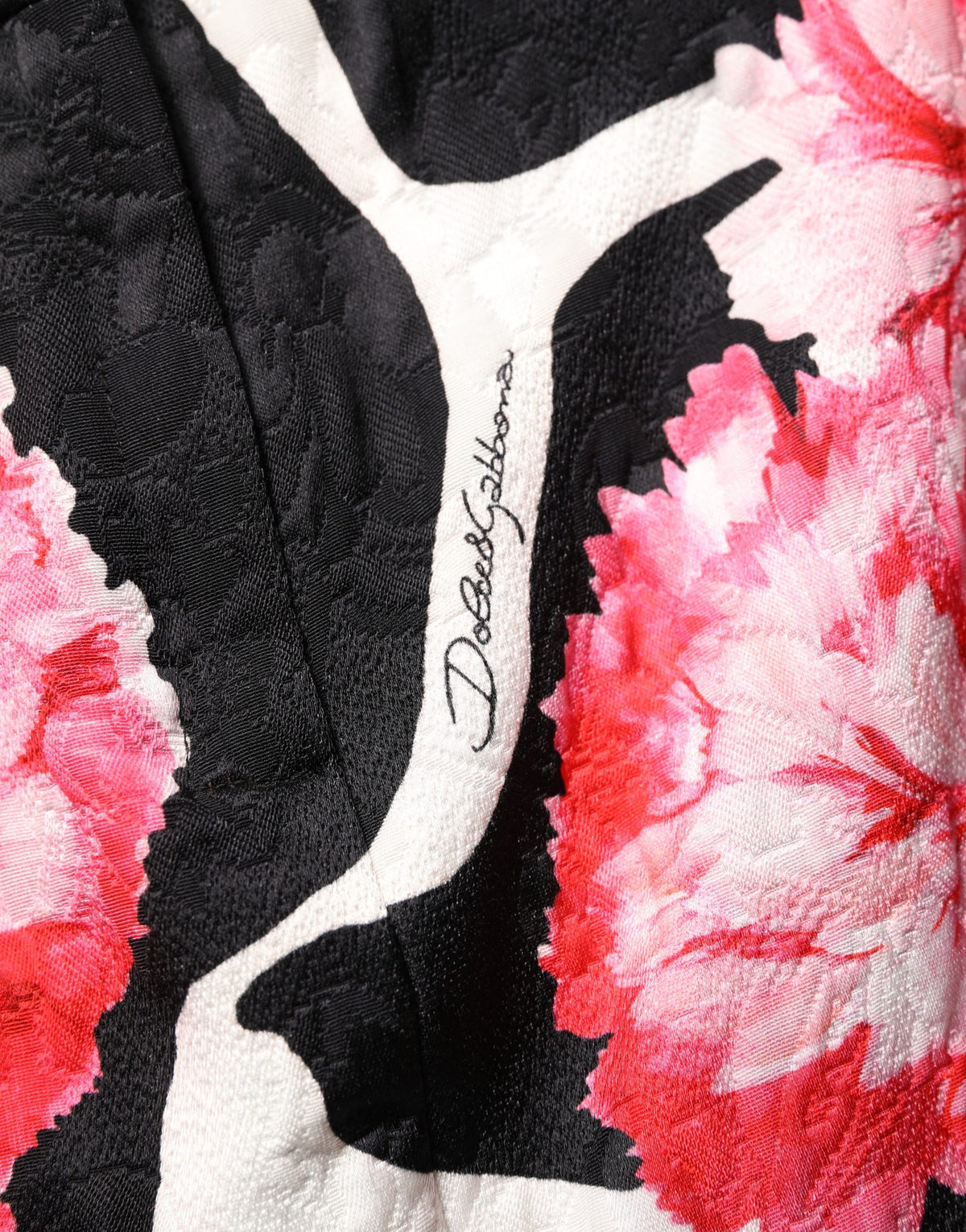 Mini-jupe jacquard Dolce & Gabbana noire à imprimé floral œillet rose