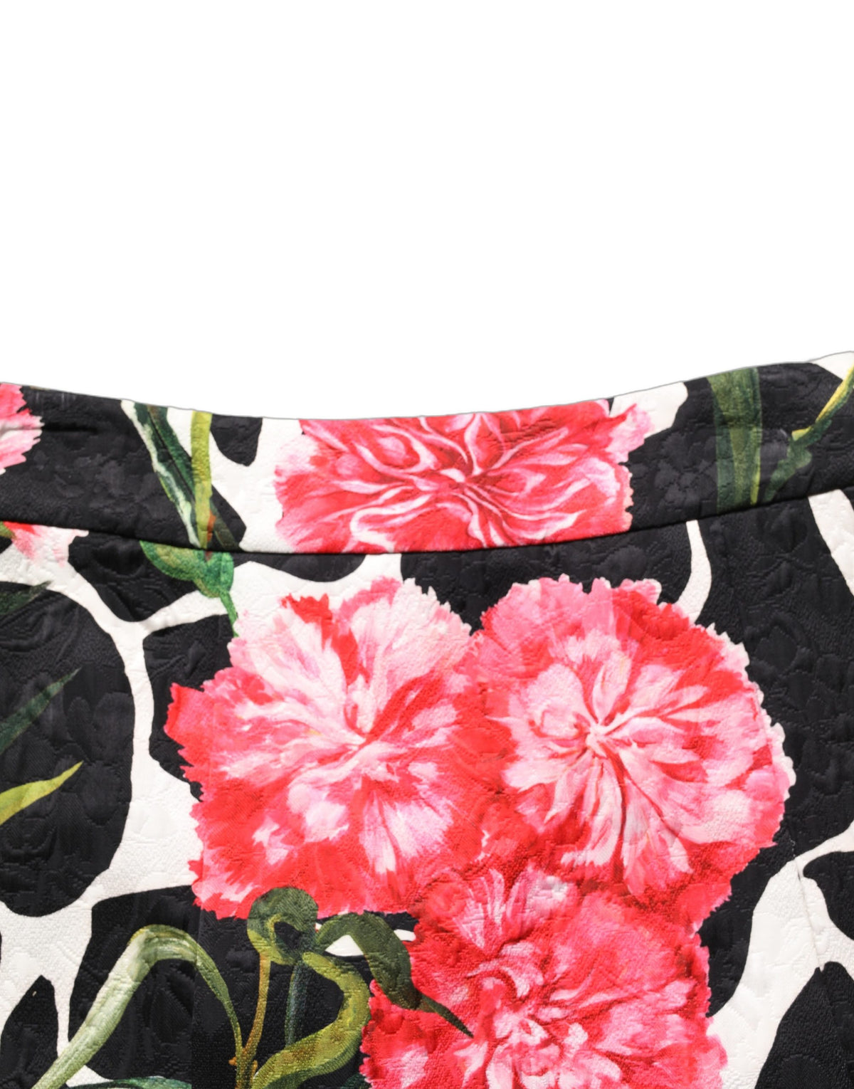 Mini-jupe jacquard Dolce & Gabbana noire à imprimé floral œillet rose