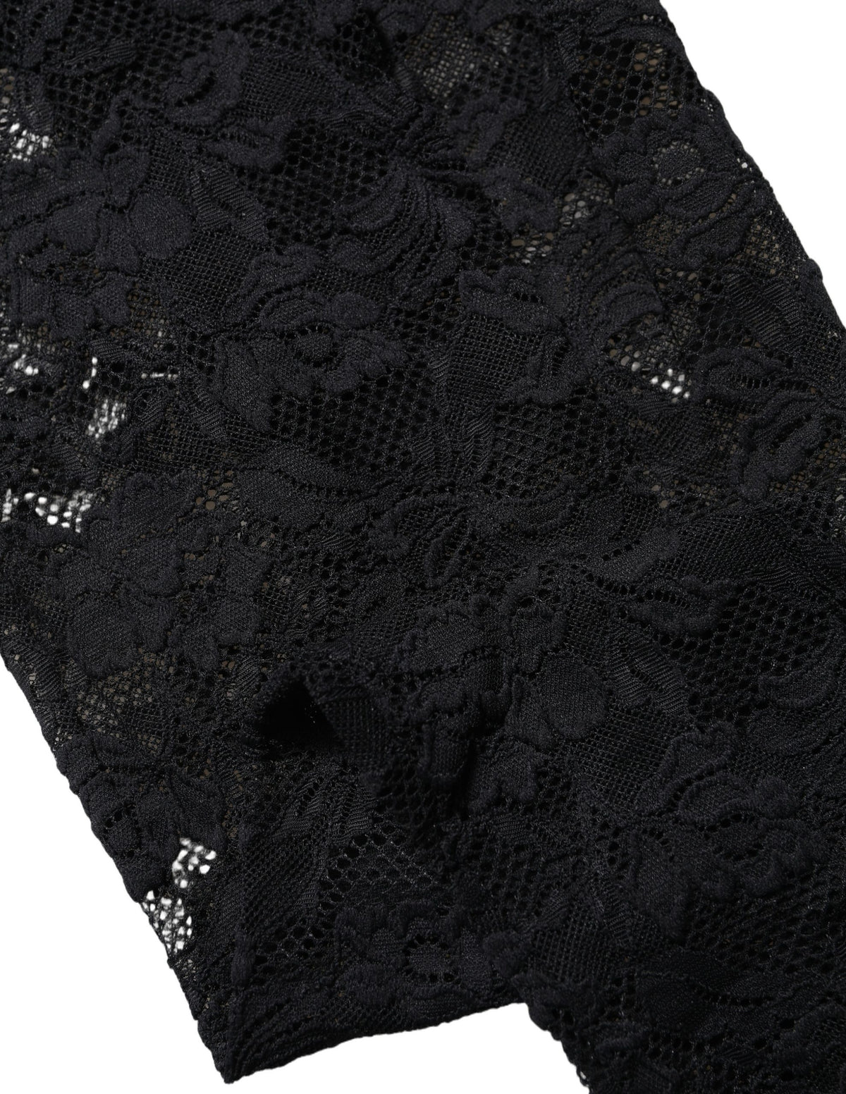 Dolce & Gabbana Black Floral Lace Thigh High Stockings