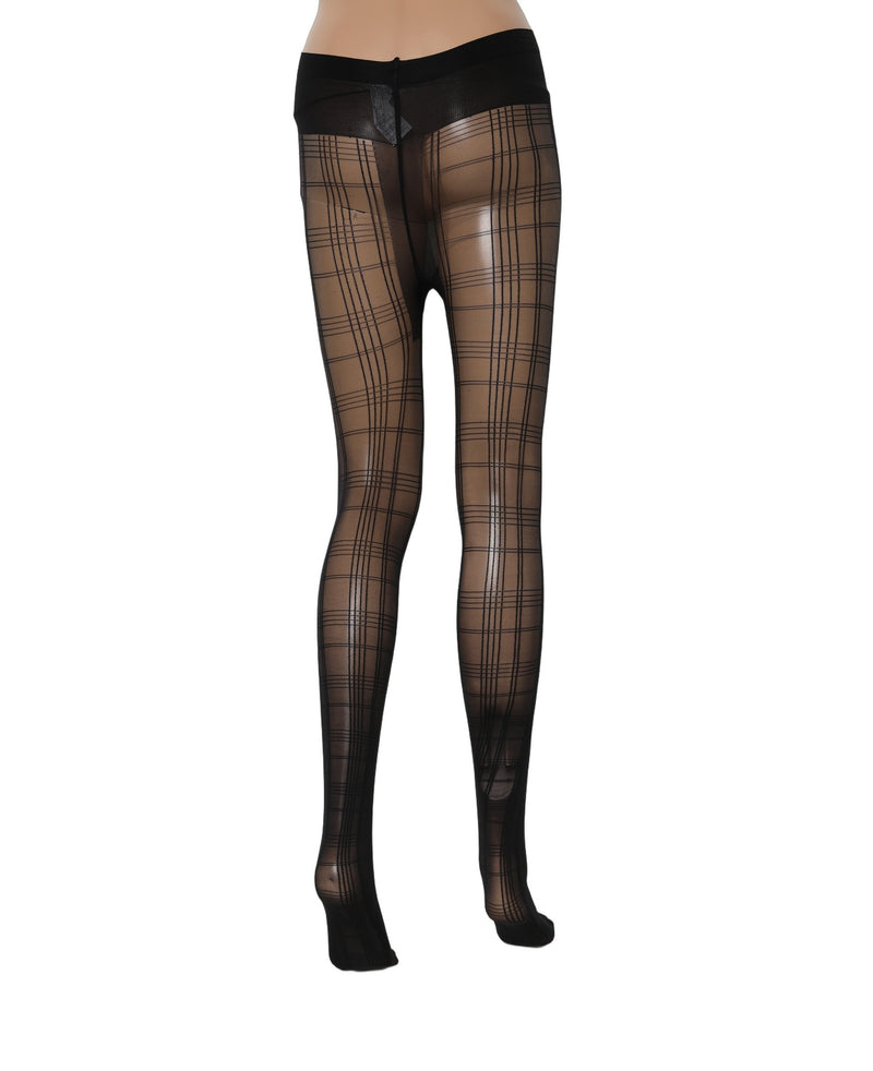 Dolce & Gabbana Black Nylon Tartan Pattern Tights